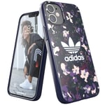 adidas Case Designed for iPhone 12 Mini 5.4, Drop Tested Cases, Shockproof Raised Edges, Original Snap Case Protective Case, Flowers/Purple/Navy