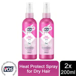 2x of 200ml Heat Protect Spray For Soft & Shiny Hair On Wet or Dry Hair