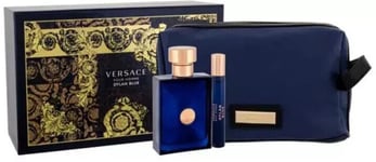 Versace Pour Homme Dylan Blue 100ml EDT Gift Set with Pouch BRAND NEW Genuine