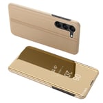 SKALO Samsung S24+ Clear View Plånboksfodral - Guld Guld