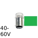 Grön LED signallampa T14x30 10lm Ba15d 0,4W 40-60V