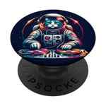 Astronaute Outer Cat DJ Electronic Beats of House Funny Space PopSockets PopGrip Interchangeable