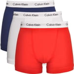 Calvin Klein Cotton Stretch 3 Pack Trunk, Blue/red/white