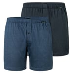 Schiesser Kalsonger 2P Long Boxershorts Blå/Blå bomull 5XL Herr