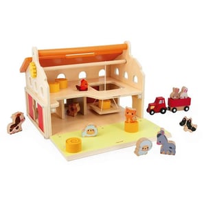 Ferme En Carton PAPO - Décor Jouet 44x28x32,5 Cm Avec Toit Amovible - Compatible Figurines Animaux - À Partir De 3 Ans