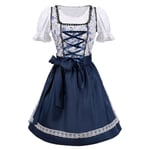 Oktoberfestklänning med snörning med förkläde Festival Traditionella bayerska ölkostymer Tyska Dirndl festklänningar M