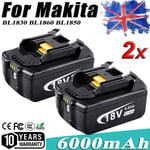 2X For Makita 18V Battery 6.0Ah BL1830 BL1850 BL1860 LED Indicator Cordless Tool