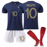 22/23 VM Frankrike Landslaget Hem  MBAPPE Nr 10 Barn Jersey-paket Barn-22