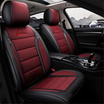 EET Car Seat Cover Made of Leather Universal 5-Seater Front And Back Seat Protector Compatible with Sedan/SUV/Pickup/Van,Black red