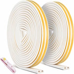 2-pack 20m tätningslist, självhäftande anti-kollision dörrtätning, D-Profi dörr- och fönstertätningslist för väderbeständighet/ljudisolering - 9mm6mm