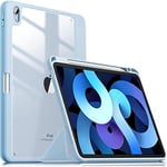 BXGH Étui Fin pour iPad 10e génération 10,9" 2022, Support à Trois Volets, Dos en TPU Souple avec Porte-Crayon pour iPad 10, Bleu Clair