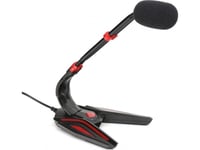 Varr Gaming 3.5Mm Microphone With Stand, Adjustable 180°, Control Panel (On/Off, Volume And Backlight), Microphone Sensitivity -58±2Db And Omnidirectional, 3.5Mm Connection Jack, Black/Red, Cable 1.5M