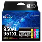 Uniwork 950XL 951XL Cartouches d'encre compatibles pour HP 950 951 950XL 951XL pour HP Officejet Pro 8615 8620 8100 8600 8610 8640 251dw 276dw (2 Noir, 1 Cyan, 1 Magenta, 1 Jaune)