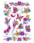 Ark med Olika Fluorescerande Fjäril och Blomstertatueringar (UV-fejk-tatuering)