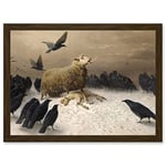 Artery8 Schenck Anguish Sheep Ewe Crows Lamb Carrion Painting Artwork Framed Wall Art Print A4