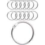 Duschdraperiringar med metallkrok - Tillverkad i Italien 50 mm Öppningsbar cirkulär ring för gardiner, badrum, hem, arkivskåp Metallisk färg, Silver,
