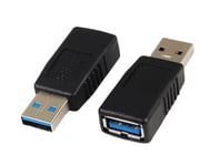 PremiumCord Adaptateur USB A mâle vers USB A Femelle M/F, Super Vitesse 5 Gbit/s, Port USB Type-A, Protection de fiche, Couleur : Noir