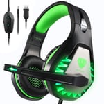 Gaming Headsets for PS4, PS5, PC, Xbox one, Nintendo Switch, Noise Cancelling Over-Ear Headphones with Mic& LED Light, BUTFULAKE Gaming Headphones, Bass Surround, Soft Memory Foam, Lightweight