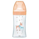 Dodie - Biberon Anti-Colique Sensation+ Verre, BEIGE BICHE, 270ml, 0-6 mois, Tétine plate, Débit 2