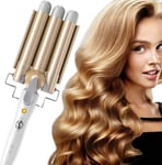 Three Barrel Hair Waver 25MM Big Wave Hair Curling Iron Wand with Two Speed Temp