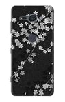Japanese Kimono Style Black Flower Pattern Case Cover For Sony Xperia XZ2 Compact