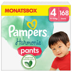 Pampers Harmonie Bukser str 4, 9-15 kg, månedsboks (1x168 bleier) - Bare i dag: 10x mer babypoints