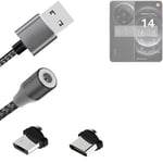 Data charging cable for Xiaomi 14 Ultra with USB type C and Micro-USB adapter