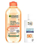 Garnier Micellar Gentle Peeling Water and Super UV Face Fluid SPF50+ Bundle