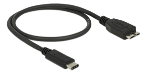 Delock USB-C gen 2 till USB Micro-B kabel 0,5 meter svart, anslut kompakt hårddisk 10BG/s 3A