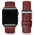 SUNFWR Leather Bands for Apple Watch Strap 45mm 44mm 42mm,Men Women Replacement Genuine Leather Strap for iWatch SE Series 7 6 5 4 3 2 1 Sport,Edition(42mm 44mm 45mm,Wine red&Black)