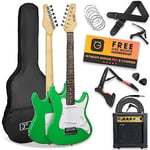3rd Avenue XF 3/4 Size Electric Guitar Ultimate Kit with 10W Amp, Cable, Stand, Gig Bag, Strap, Spare Strings, Picks, Capo – Green
