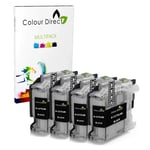 Colour Direct 4 Black Compatible Ink Cartridges Replacement For Brother LC127XL / LC125XL DCP-J4110DW MFC-J4410DW MFC-J4510DW MFC-J4610DW MFC-J4710DW MFC-J6520DW MFC-J6720DW MFC-J6920DW Printers