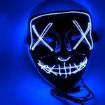 Blå - Halloween Luminous Mask, Purge Mask for Hacker, Skrämmande LED-rollspelsdräkt, LED-lampa