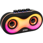 Party Light & Sound - PARTY-OWL - Enceinte portable lumineuse en forme de hibou sur batterie - Bluetooth, USB, MicroSD et AUX - Noir mat