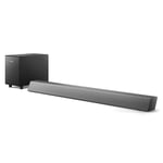 PHILIPS TAB5308/10 Soundbar 2.1 with Wireless Subwoofer | 140W | 4.5" Woofer | 4 EQ Modes | HDMI ARC | Audio In | Optical In | Compact Design | Remote | Metal Grille | Wall Brackets | Dark Grey