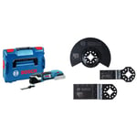 Bosch Professional 18V System GOP 18V-28 Cordless Multi Cutter (incl. 1x StarlockPlus Plunge Saw Blade, excl Batteries and Charger, in L-BOXX 136) + 3-Piece Starlock Multitool Set (for Wood and Metal)