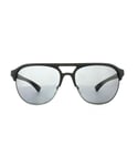 Emporio Armani Aviator Mens Black Rubber Grey Polarized Sunglasses - One Size