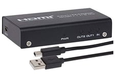 Maplin MPS HDMI Splitter 1 In 2 Out, 4K@30Hz for Dual Monitors for Laptop, TV, Monitor, Projector, TV Box, PS5/4, Xbox, Roku etc