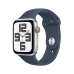 Apple Watch SE GPS + Cellular 44mm Silver Case - Storm Blue Sport Band - M/L