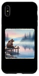 Coque pour iPhone XS Max Canne à pêche à l'ours au bord du lac brumeux à l'aube