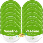 12x Vaseline Lip Balm Therapy Petroleum Jelly With Aloe Vera 20g Travel Size Pot