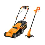 LawnMaster 1400W 34cm Electric Lawnmower with rear roller with Strimmer Set (350W 2-in-1 Grass Trimmer and Edger) 2 Year Guarantee…