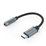 USB C to 3.5mm Jack Adapter, TESmart Type-C to 3.5mm Headphone Mic Aux Audio Cable with Hi-Res DAC Chip Hi-Fi Stereo, Support Call and Volume Control, Compatible with Type-C Phone/Laptop - Grey