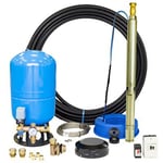 EMTEK Djupbrunnspumpspaket EQP 3" 45 liter/min 3X400V djup 80 meter med hydropress i stål 60 liter