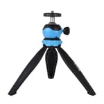 PULUZ Tabletop Tripod, Mini Desktop Travel Tripod Plastic Tripod Mount with 360 Degree Ball Head for Smartphones, GoPro, DSLR Cameras (Blue)
