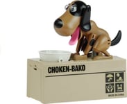 Leantoys Piggy Bank Coin Eating Dog Mörkbrun Batten Lean Toys