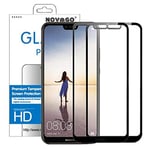 NOVAGO Compatible avec Huawei P20 Lite (Pack de 2) Films Protection écran Verre trempé résistant Couvrent Tout écran (Noir)