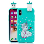 Rose-Otter Compatible pour Housse Coque Apple iPhone XS Max Etui Silicone TPU Gel Ultra Fine Slim Antichoc Bumper Cover avec 3D Motif Licorne Unicorn + Bleu