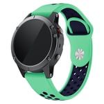 22mm Garmin Forerunner 935 / Quatix 5 / Fenix 5 / Fenix 5 Plus / Approach S60 dual color silicone watch band - Green / Blue Hole