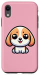 Coque pour iPhone XR Rose mignon Beagle Dessin animé chiot souriant adorablement enfants amusant